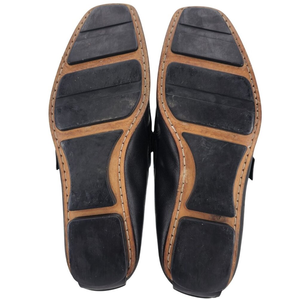 Gucci Italy Black Leather Luxury Driving Loafers Men 7.5 Dress Shoes Side Buckle - Picture 3 of 11